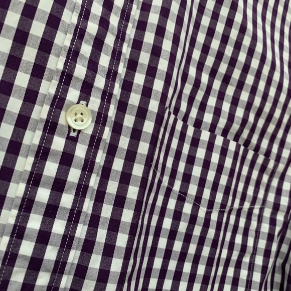 Men's J. Crew Check Gingham Purple White Shirt, S - Picture 4 of 5